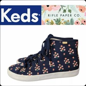 Keds X Paper Rifle Co Posy Embroidered Kickstart High Top Sneakers Size 6.5 Navy